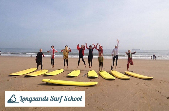 Longsands Surf School beginner surf lesson