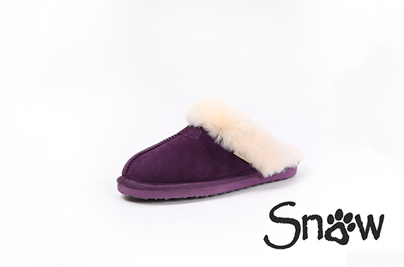 purple sheepskin slippers