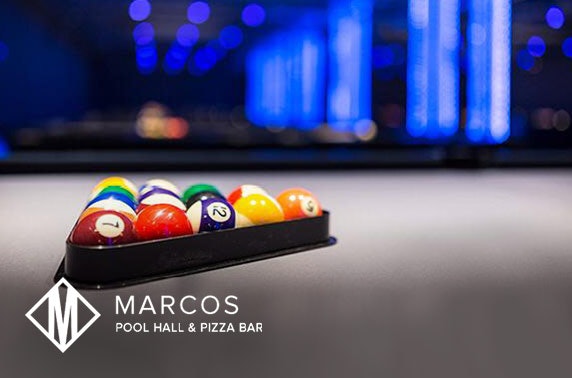 Marco’s Pool Hall pool game plus pizza or drinks