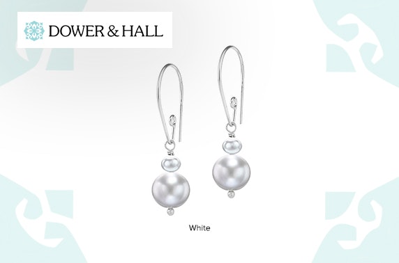 Dower & Hall double pearl drop earrings