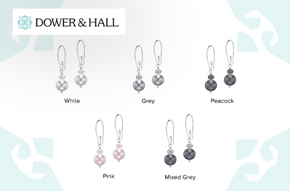 Dower & Hall double pearl drop earrings