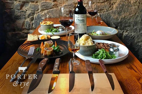 Award-winning Porter & Rye steak dining, Finnieston