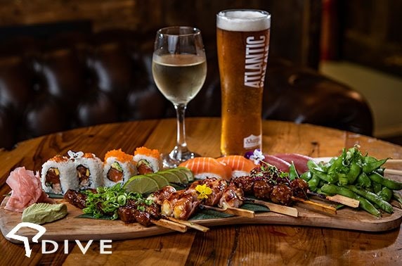 Sushi platter & drinks at Dive NQ