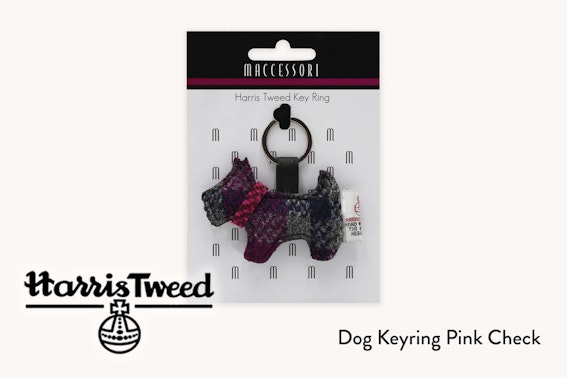 Maccessori Harris Tweed Dog Key Ring Purple Check