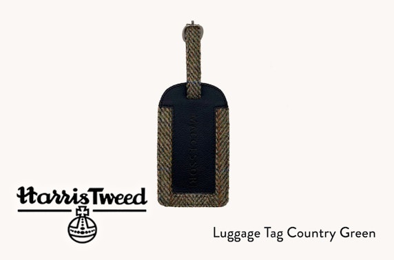 Harris Tweed luggage tag in country green