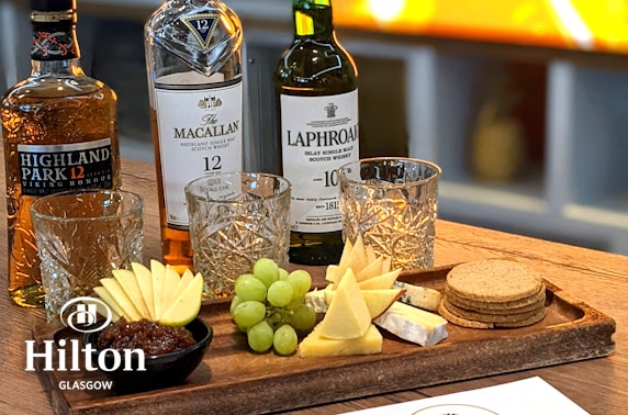 Whisky flight and cheeseboard, Hilton Glasgow