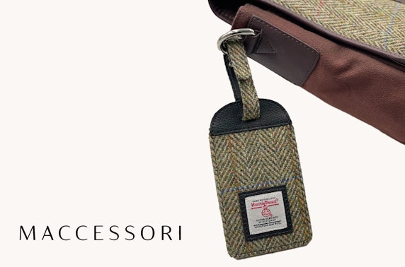 Harris Tweed luggage tag in country green