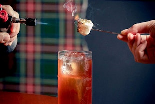 Cocktail flights in a modern Scottish pub
