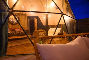 Glamping dome & hot tub stay