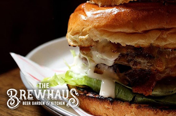 The BrewHaus pizzas or burgers